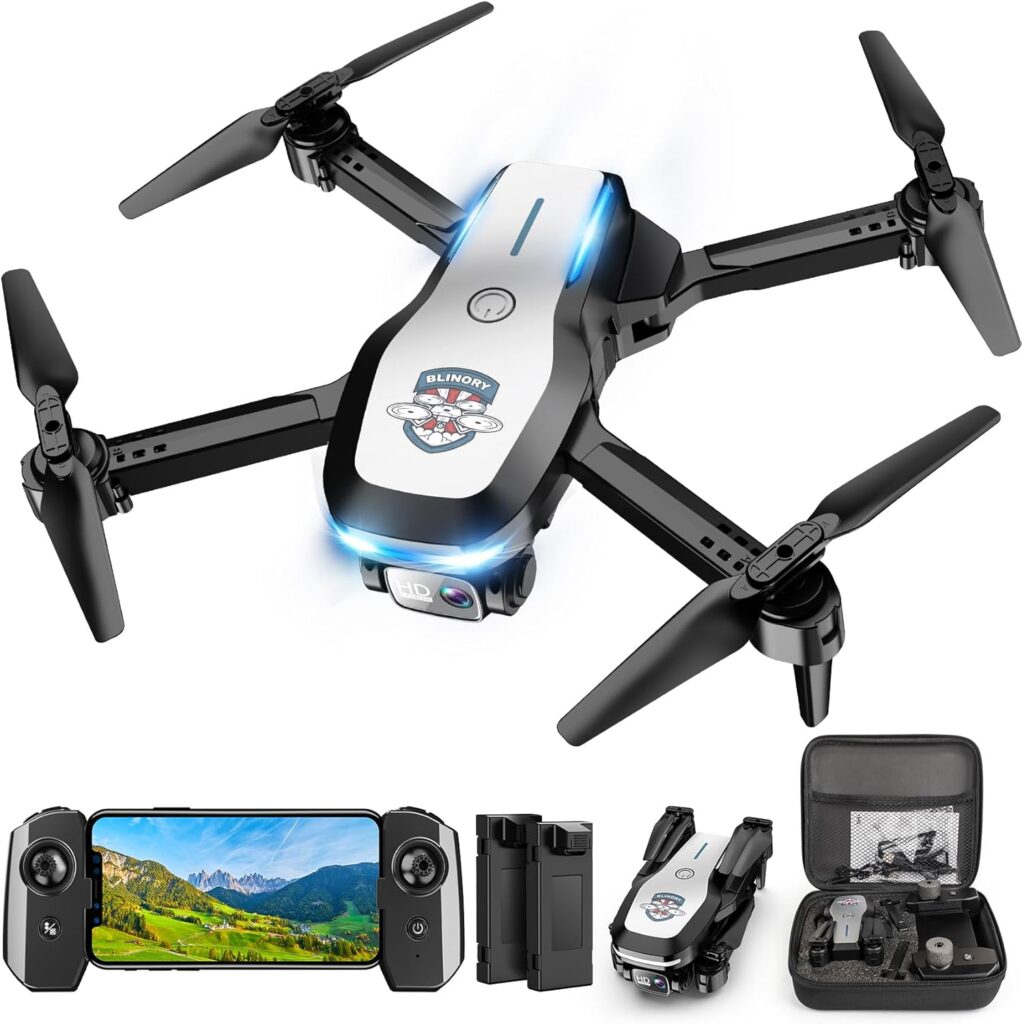 Drone with Camera 1080P FPV Foldable Drone for Beginners, Mini Drone with Altitude Hold, One Key Take Off Land, Trajectory Flight, 3D Flip, 3 Speeds, Gravity Control,Toys for Boys Girls