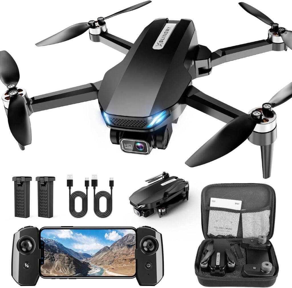 Drone with Camera, 2K HD FPV Drone with Brushless Motor, Altitude Hold, Gesture Selfie, One Key Take Off-Landing, 3D Flips, Waypoint Fly, 2 Batteries, Foldable Mini Drones for Kids and Beginners