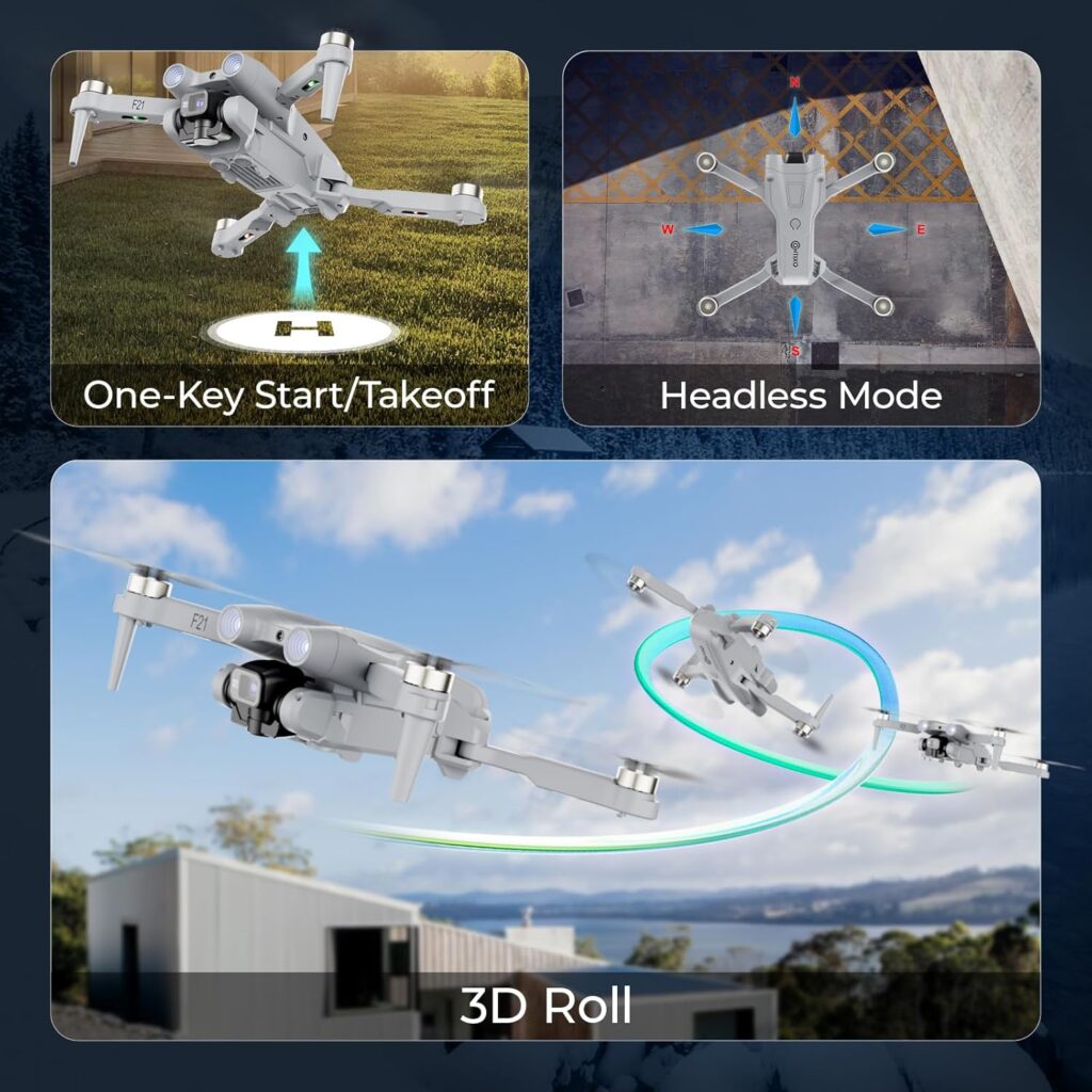 Contixo F21 RC Quadcopter Drone with Camera 1080P, FPV Drone, Drones for Adults, ISM Frequency, 1920X1080P Photo, 3D Flips, Altitude Hold, and Gesture Selfie 100M, FOV 60°, Brushless Motor