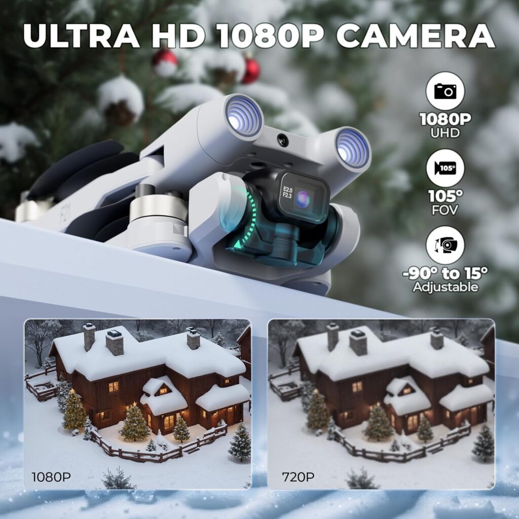 Contixo F21 RC Quadcopter Drone with Camera 1080P, FPV Drone, Drones for Adults, ISM Frequency, 1920X1080P Photo, 3D Flips, Altitude Hold, and Gesture Selfie 100M, FOV 60°, Brushless Motor