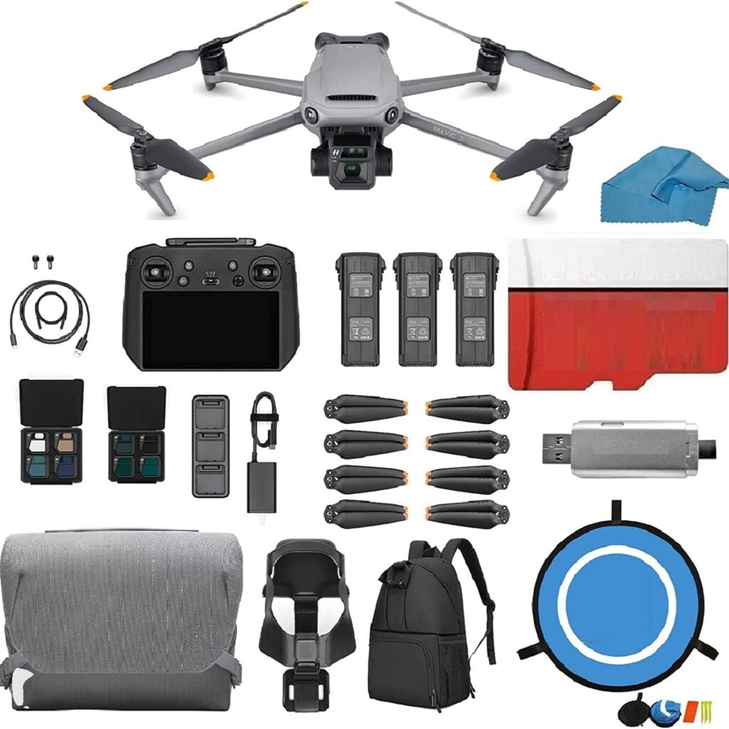 DJI Mavic 3 PRO Cine Drone Premium Combo With the DJI RC Pro Controller, 46-Min Flight Time 5.1K Video Camera Drone, with 3 Batteries, 128 GB SD Card, 2 ND Filter Sets, Waterproof Backpack, Landing Pad and More