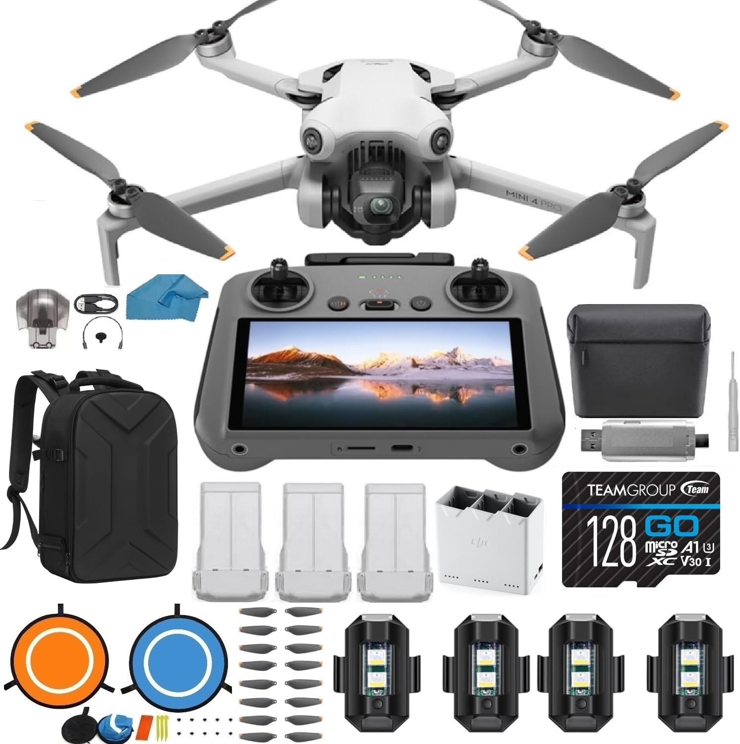 dji-mini-4-pro-drone-with-3-battery-fly-more-combo-rc-2-screen-remote-camera-drone-bundle-kit-with-128-gb-sd-30-usb-card