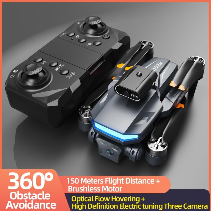 drone optical flow positioning, electric adjustment, three camera obstacle avoidance, brushless motor, gray camera drone, suitable for beginners and adults (three batteries)