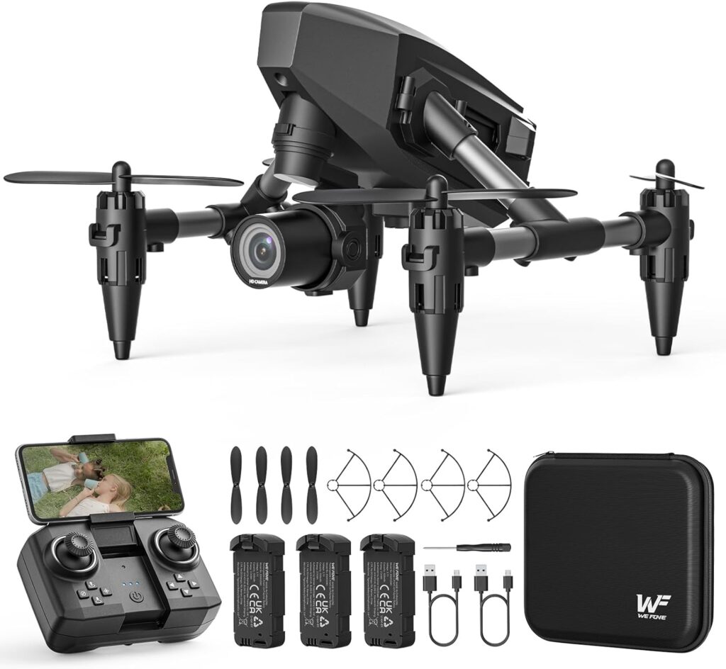 Drone with Camera for Kids 1080P, Wefone Mini Drone for Beginners Adults Small RC Dron HD FPV Quadcopter with Optical Flow Positioning, 3 Batteries, 3D Flip, One Key Start, Toy Gifts for Boys Girls