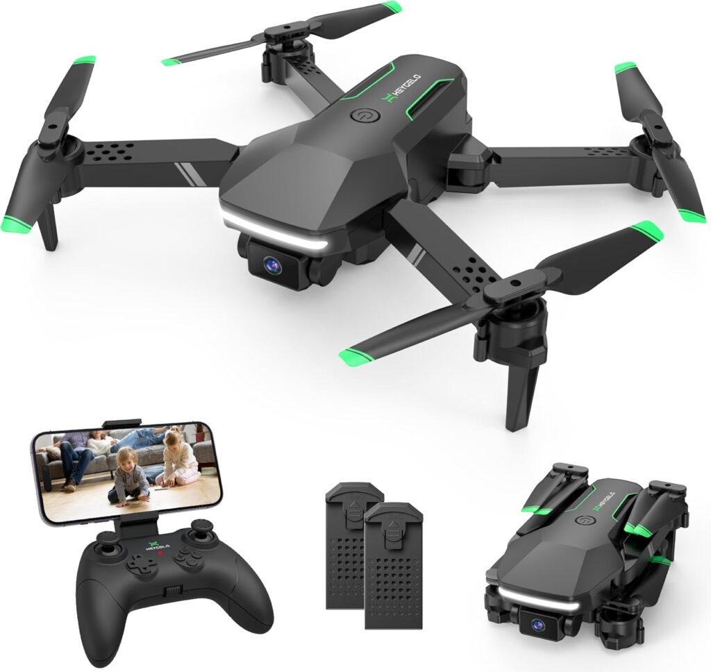 Drone with Camera for Kids - RC Helicopter Boy Gifts Toys, Mini FPV Drones with 1080P HD Camera, Foldable Remote Control Quadcopter with One Key Start, Stable Hover, 3D Flips, 2 Batteries, Black