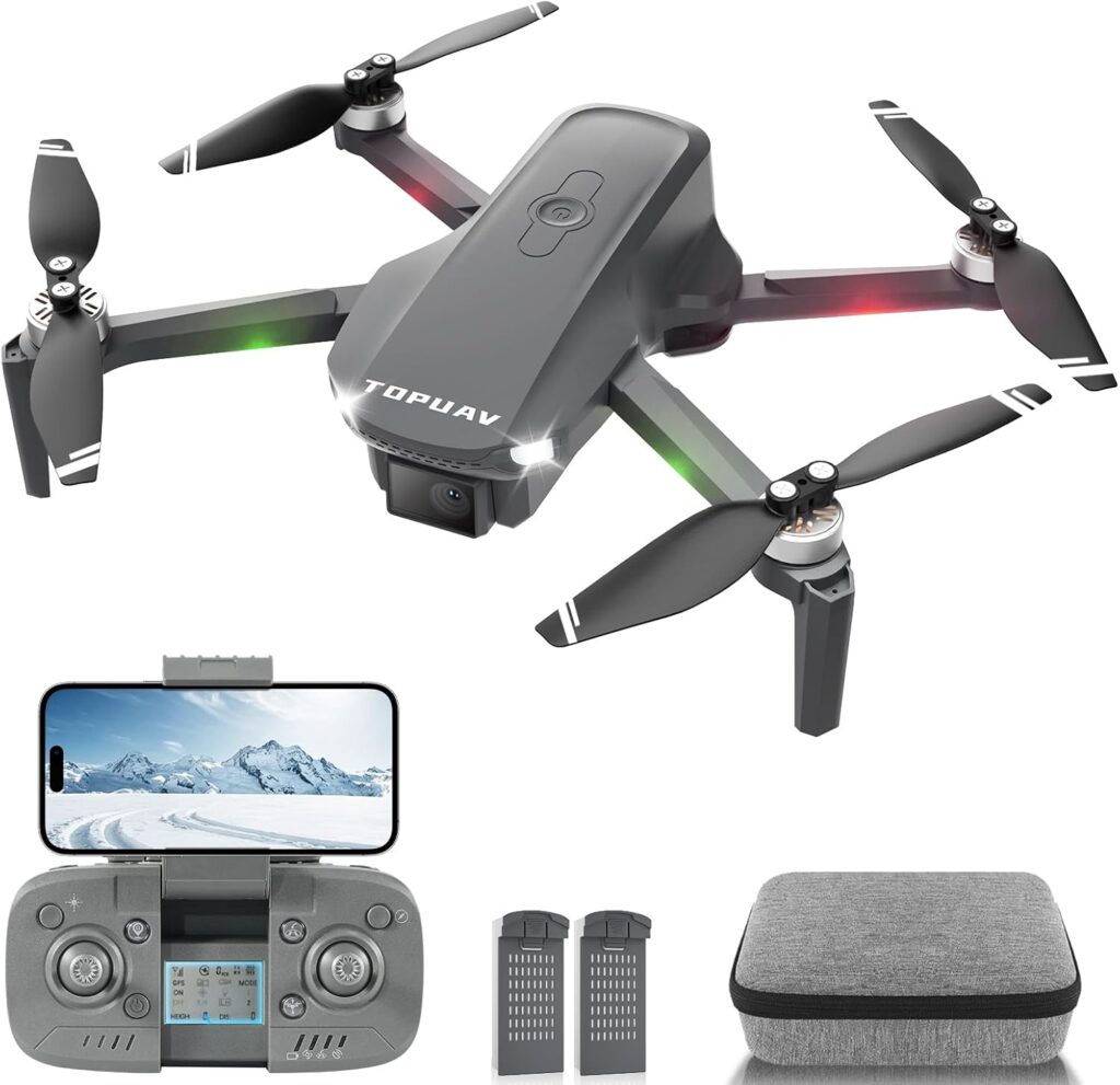 GPS Drone with Camera for Adult and Begineer, 90° Adjustable Camera RC Quadcopter with Auto Return, One-Key Take Off and Landing, Headless Mode, Mini Drone with 2 Rechargeable Battery