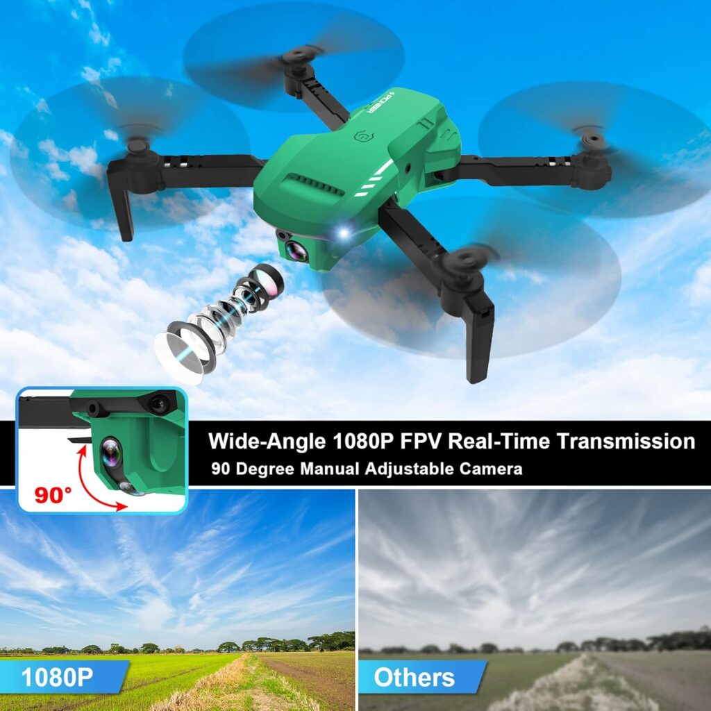 Mini Drone with Camera - 1080P HD FPV Foldable Drone with Carrying Case, 2 Batteries, 90° Adjustable Lens, One Key Take Off/Land, Altitude Hold, 360° Flip, Toys Gifts for Adults, beginner