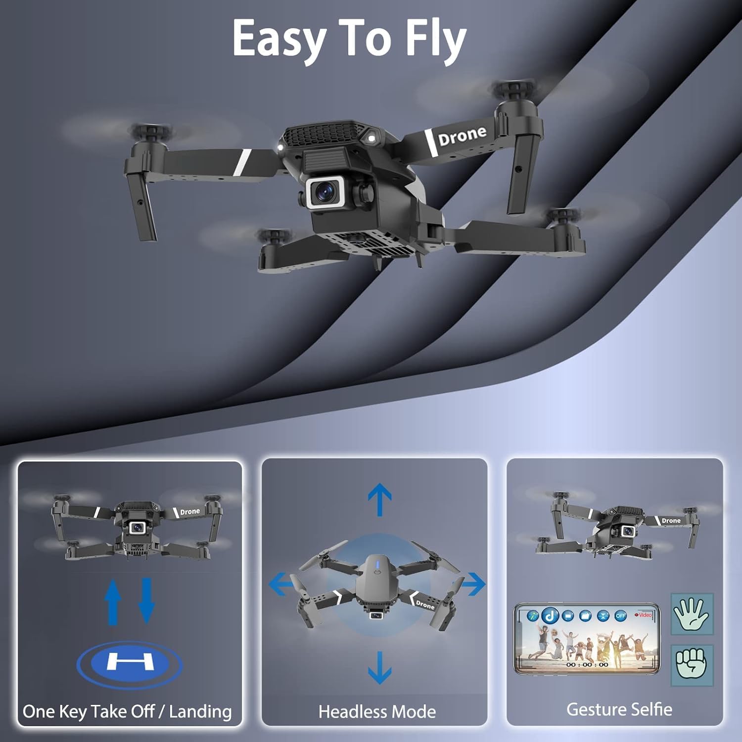 Drones with 4k Ultra-wide Camera,Real-time Vision Screen Handle,Foldable WiFi FPV Drone,RC Quadcopter with Brushless Motor,2 Batteries