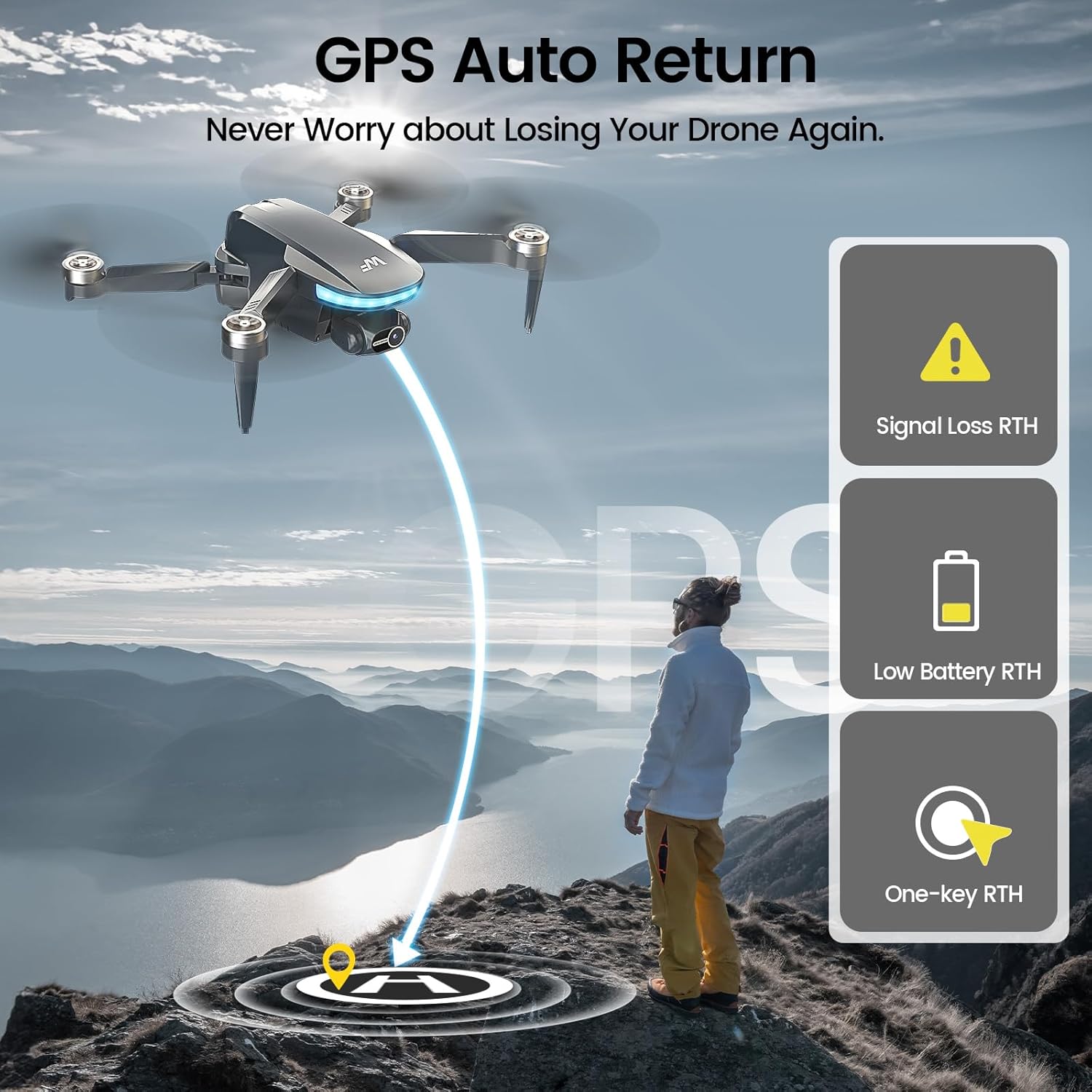 Drones with Camera for Adults 4k, 2-Axis Gimbals GPS Drone with EIS WeFone WF40 FPV RC Foldable Quadcopter for Beginners, Auto Return, Brushless Motor, 5G Transmission, 44min Flight Time, 2 Batteries