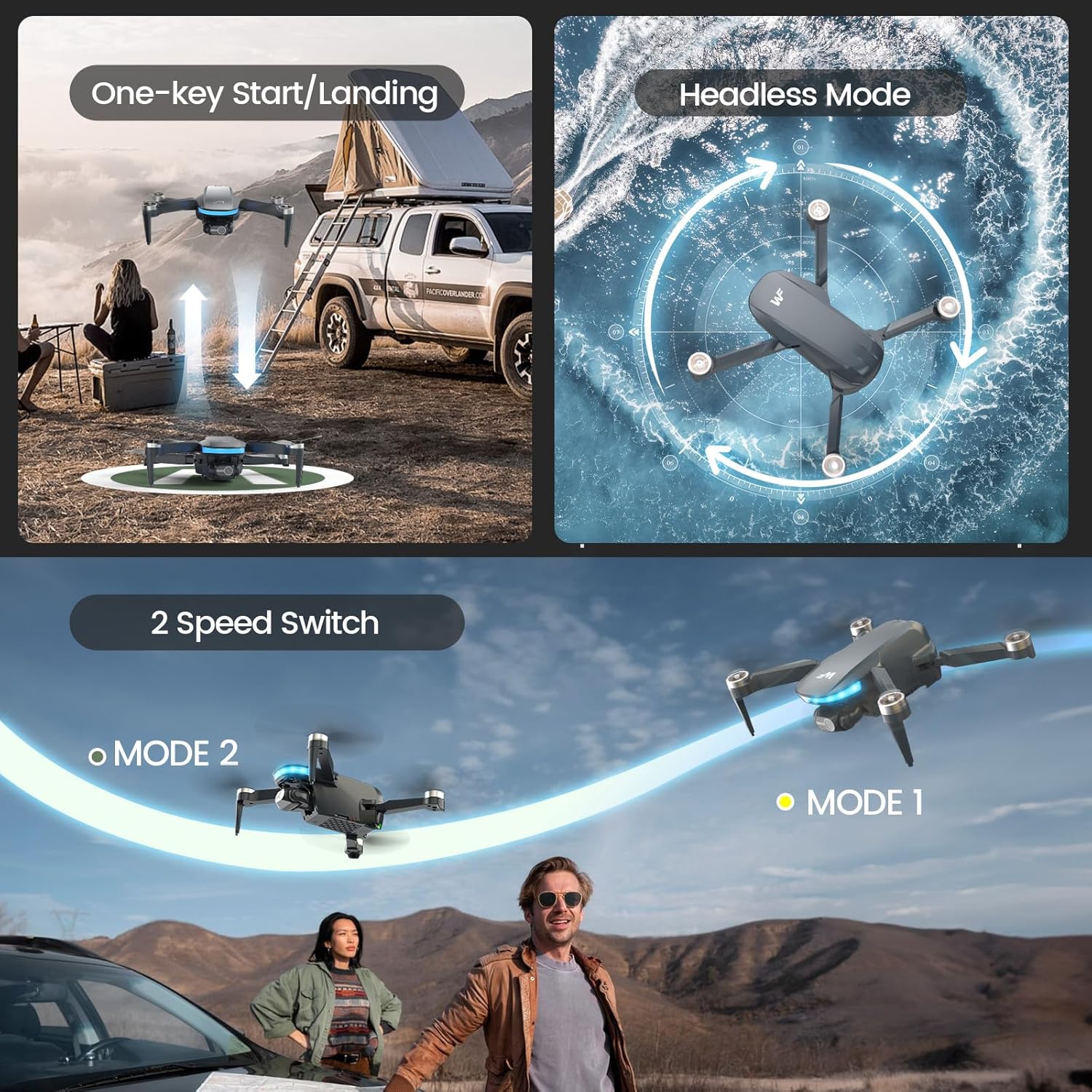 Drones with Camera for Adults 4k, 2-Axis Gimbals GPS Drone with EIS WeFone WF40 FPV RC Foldable Quadcopter for Beginners, Auto Return, Brushless Motor, 5G Transmission, 44min Flight Time, 2 Batteries