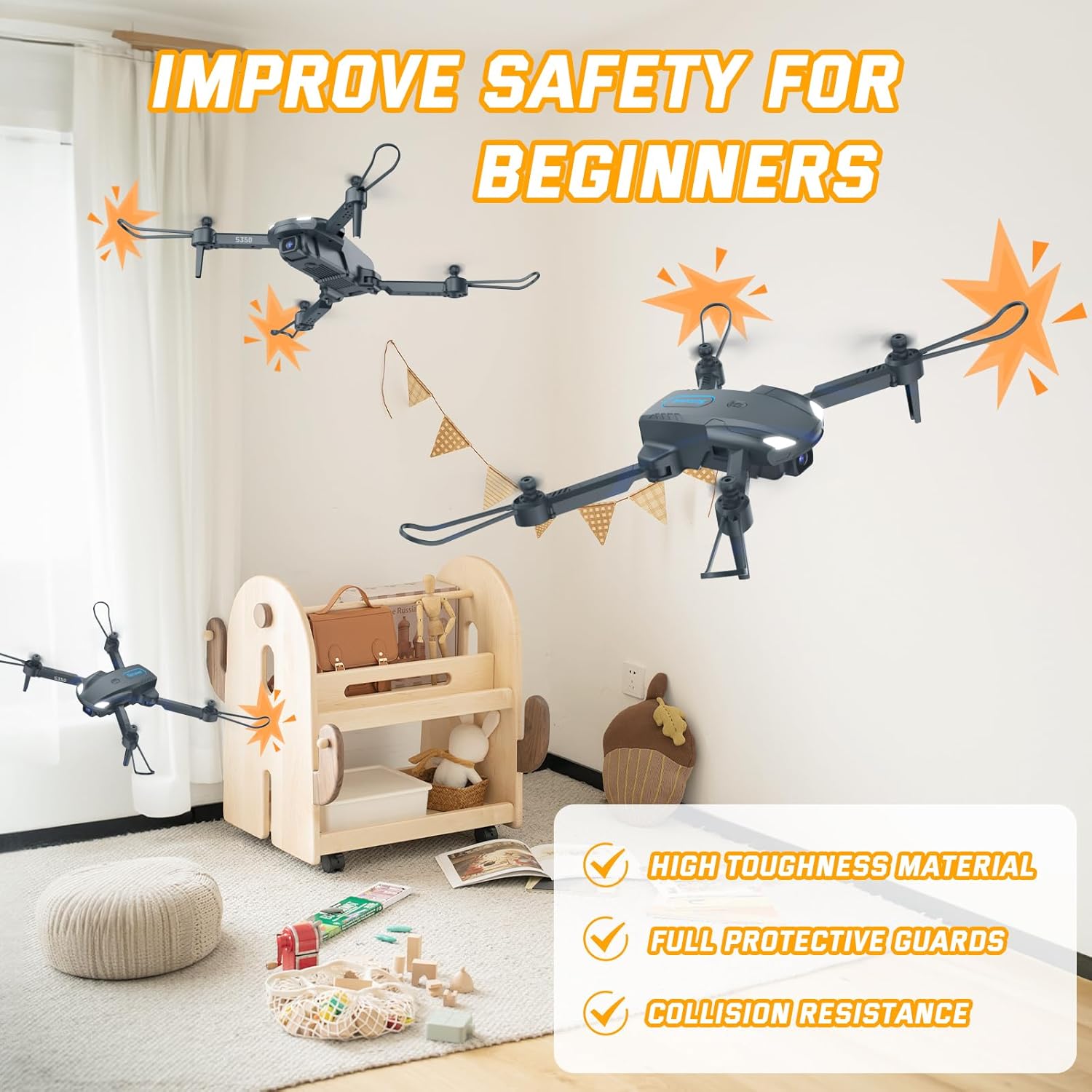 S350 Drone with Camera for Adults, Mini Drones for Kids with 1080P HD FPV Live Video, Remote Control Helicopter Toys Gifts for Boys Girls, Altitude Hold, One Key Start, 3D Flips, 2 Batteries