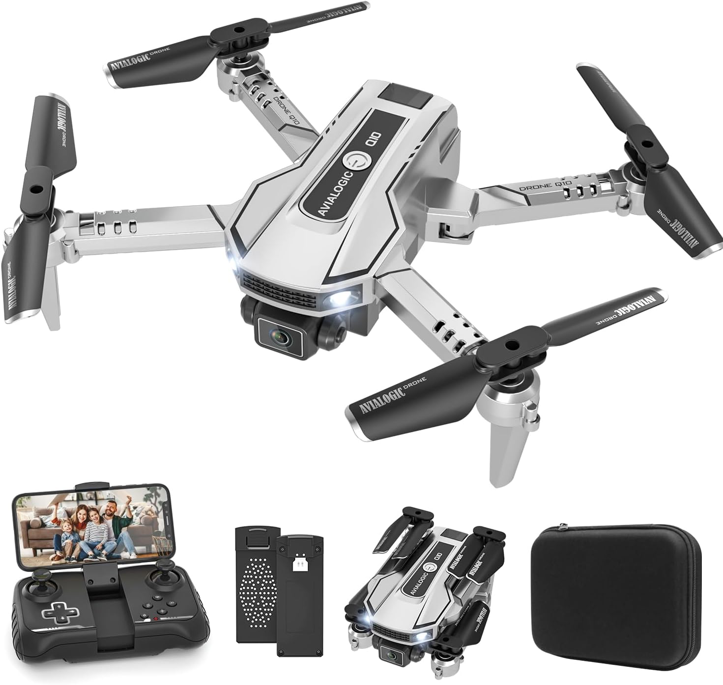 AVIALOGIC Mini Drone with Camera for Kids, Remote Control Helicopter Toys Gifts for Boys Girls, FPV RC Quadcopter with 1080P Live Video Camera, Gravity Control, 3 Batteries, Carrying Bag