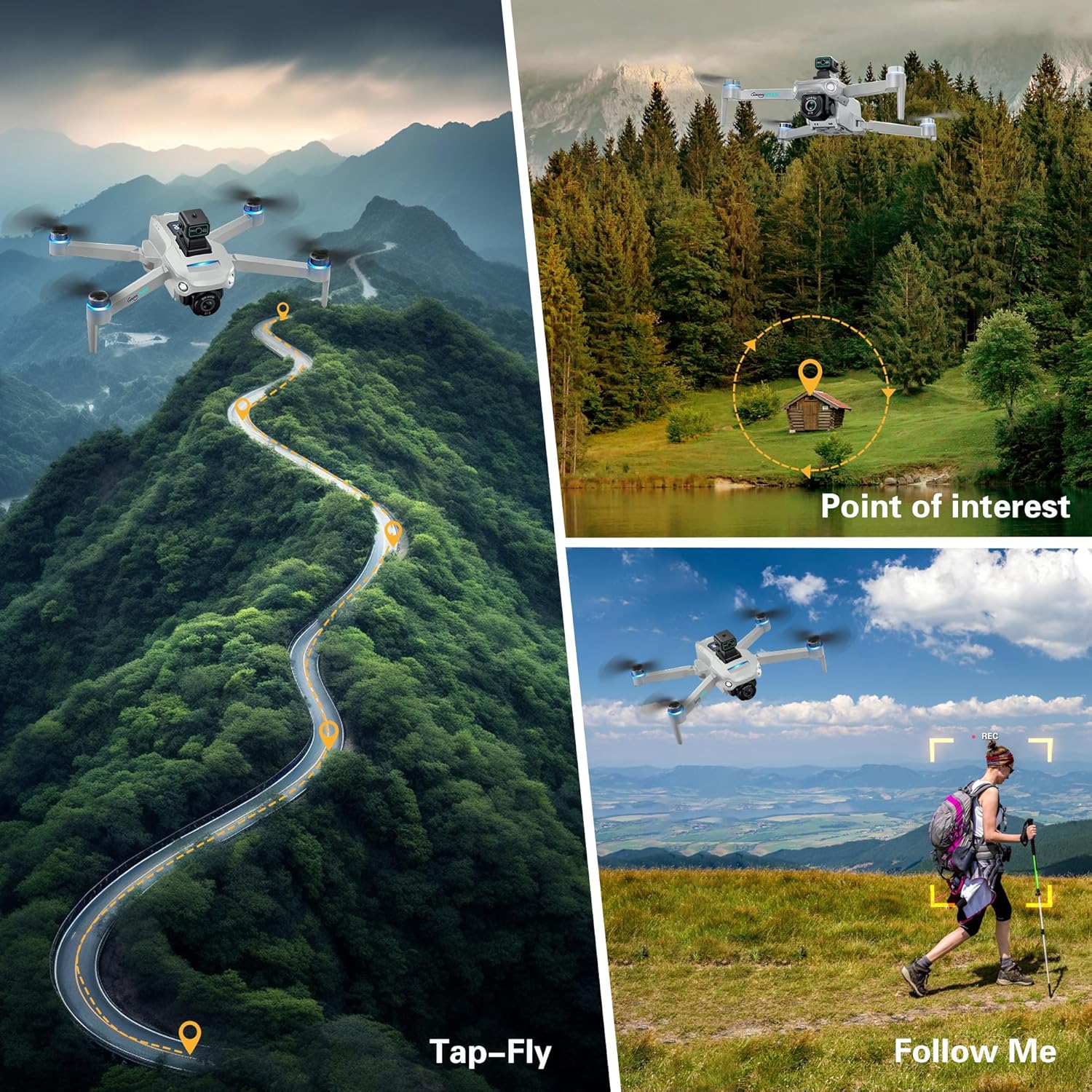 Drone with 4K UHD Camera for Adults,GPS RC Drone Brushless Motor,Upgraded Tablet Screen,2 Axis Gimbal EIS, Smart FPV Foldable Quadcopter for Beginners, Auto Return, Follow Me, Waypoints, 60 Mins Flight Time,Gift Drone, with Obstacle Avoidance