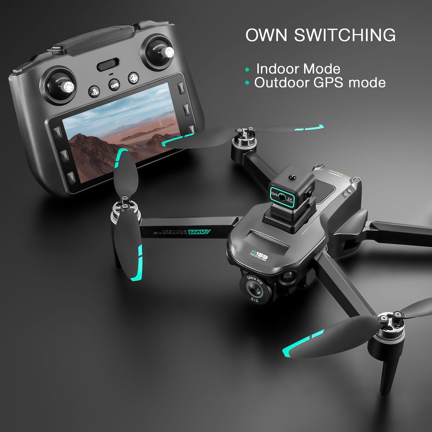 Drone with Camera 4k, GPS HD Drones for Adults, 5G Remote Controller with 5.9 Inch Screen,Obstacle Avoidance Drones, One Key Return, Optical Flow Mode Brushless Motor FPV Drone, 60 Mins Flight (Black)