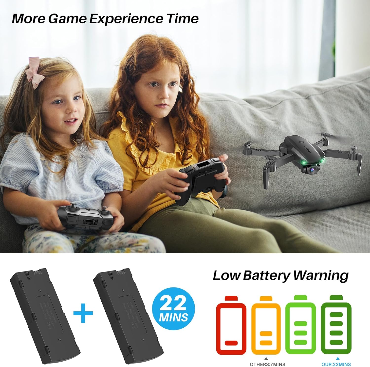 Drone With Camera for Adults-1080P FPV Quadcopter Drone with Hover Stable, Foldable Mini Drones With One Key Start, Waypoint Fly, Headless Mode, Auto-Follow, 3D Flip, 3 Speeds, 2 Batteries, Easy for Beginners