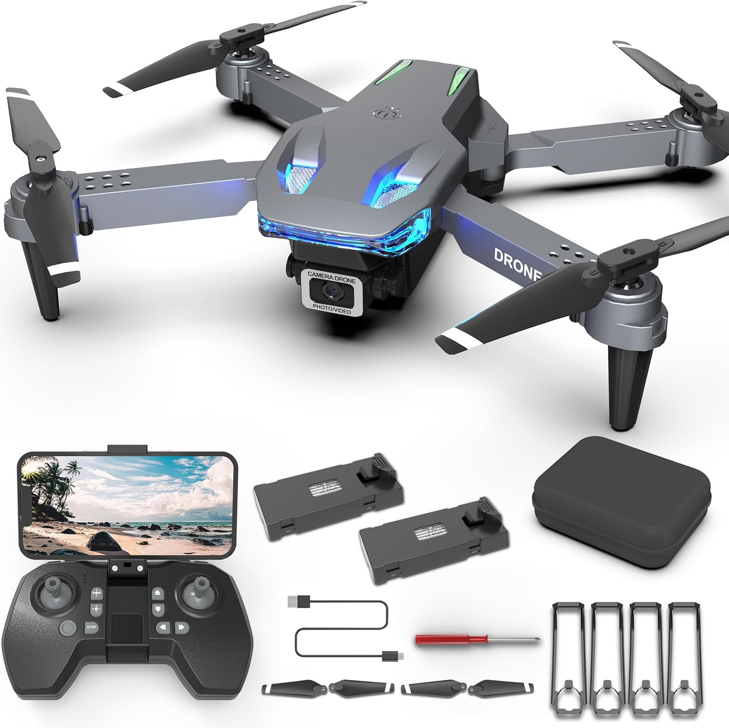 Drone with Camera Wipkviey T28 - Mini Drone 90° Adjustment RC quadcopter 1080P HD, Fpv Foldable Drones for Adults, Drones for kids, Gesture Selfy, Headless Mode, 3D Flip, drone for Beginners