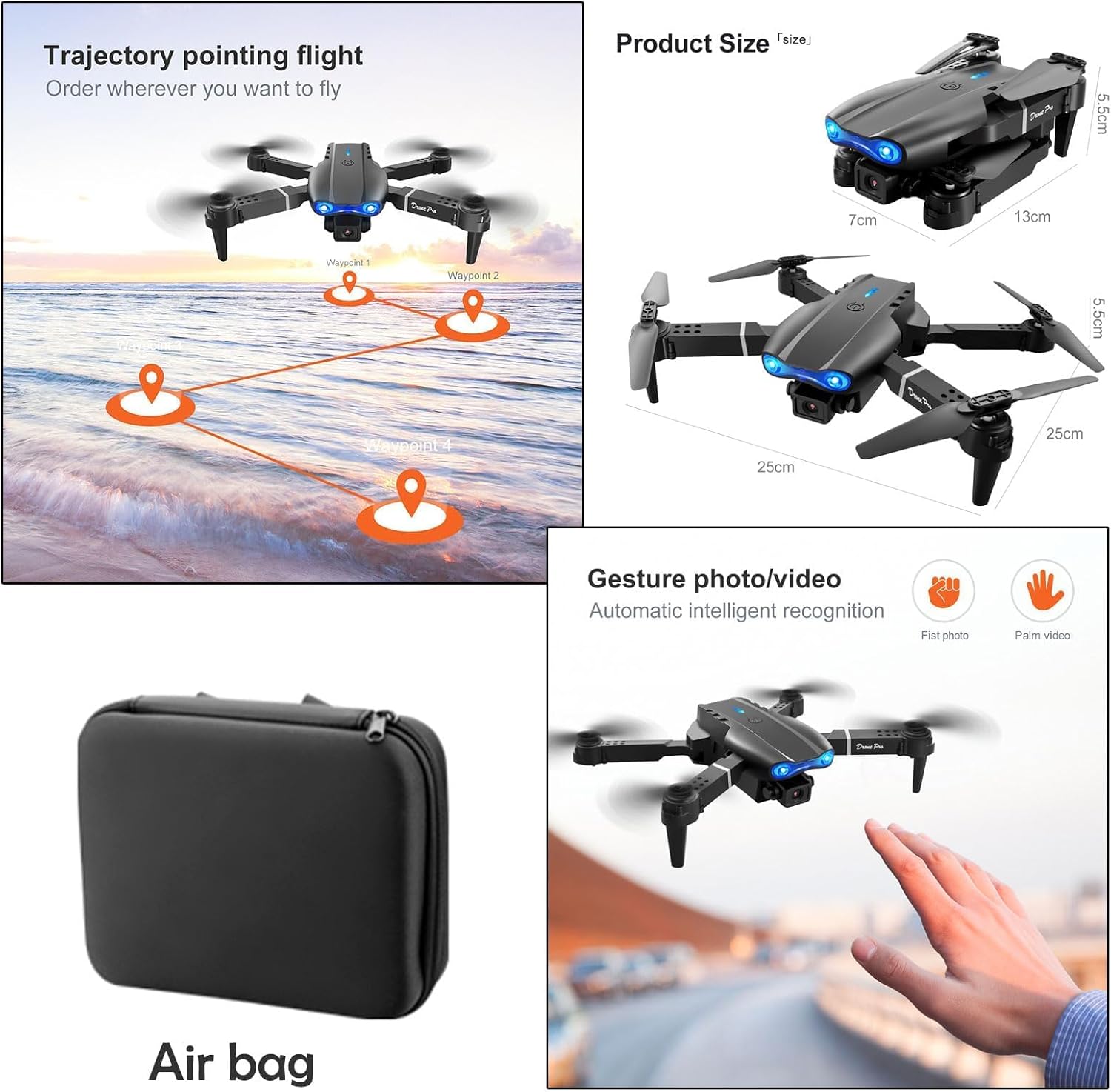 FPV Drone with 1080P Dual HD Cameras Upgraded Version RC Quadcopter for Adults and Kids, Beginner WiFi RC Drone Live Video, One Key Take Off/Land