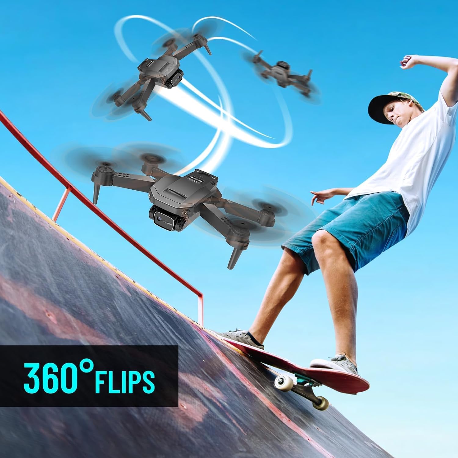 Mini Drone with Camera for Adults Kids, 1080P HD Foldable FPV RC Quadcopter with Upgrade Gesture Control, 90° Adjustable Lens, Headless Mode, 2 Batteries, Carrying Case, Altitude Hold, 3D Flip