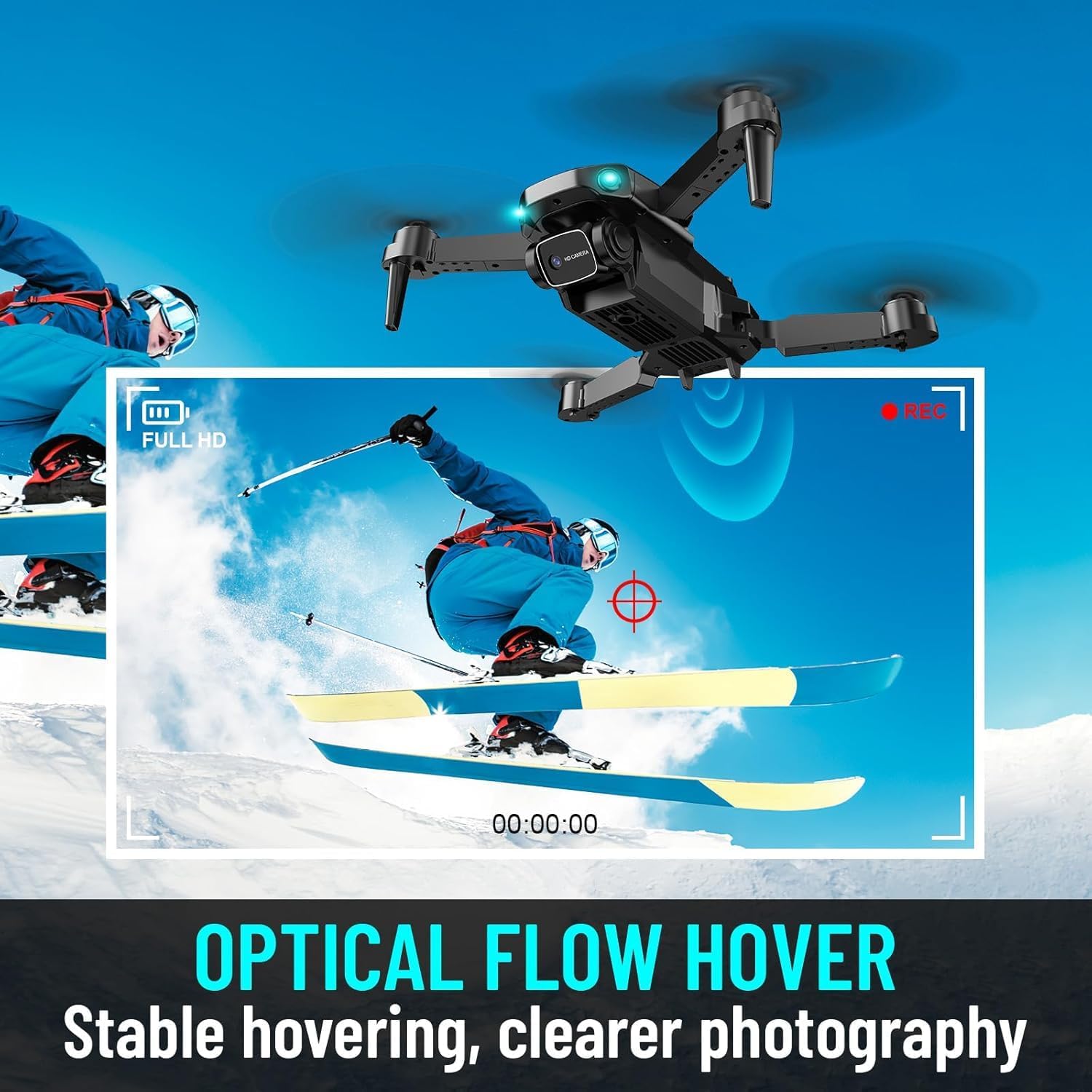 Mini Drone with Camera for Adults Kids, 1080P HD Foldable FPV RC Quadcopter with Upgrade Gesture Control, 90° Adjustable Lens, Headless Mode, 2 Batteries, Carrying Case, Altitude Hold, 3D Flip