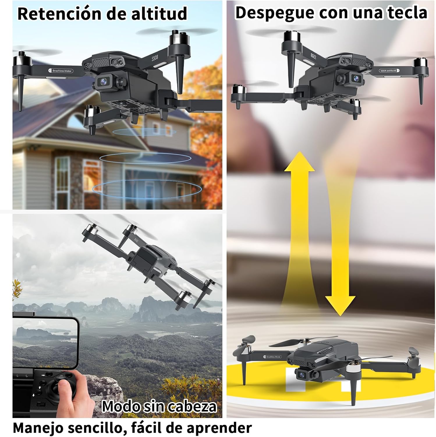 S508 Mini Drone with Camera 90°adjust, Remote Control Helicopter for Beginners, FPV RC Quadcopter with 720P Live Video Camera, Foldable Drone with Upgrade Altitude Hold, Gravity Control, Carry Case