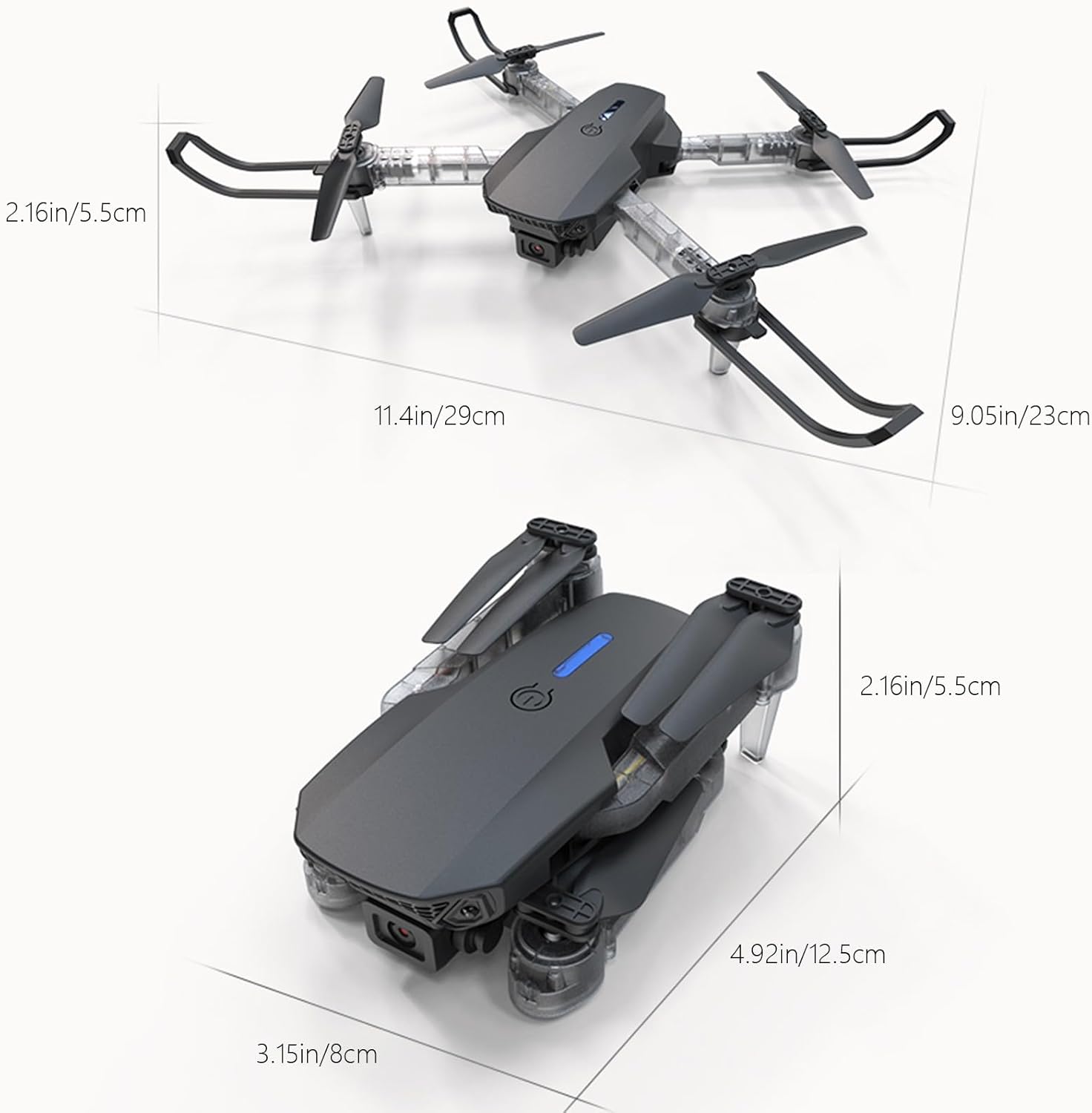 Sales Today Clearance Only, Drones with Camera for Adults 1080P, WiFi FPV Drone, Mini Drones with Transparent LED Folded Arms, 3 Flight Modes, Altitude Hold, Headless Mode, Trajectory Flight