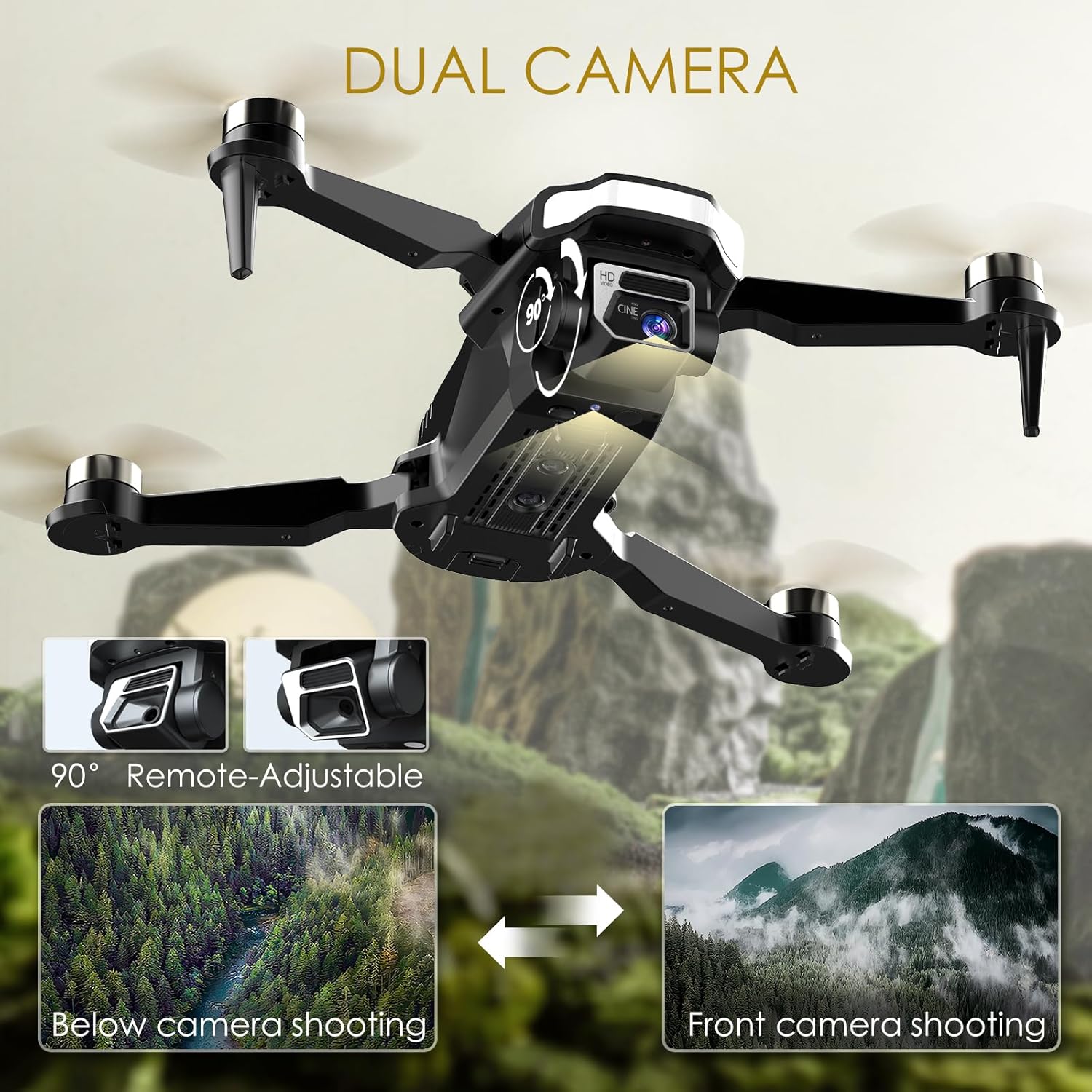 Super Enduring Brushless Motor Drone with Camera for Beginners, CHUBORY A68 WiFi FPV Quadcopter with 2K HD Camera, Auto Hover, 3D Flips, Headless Mode, Trajectory Flight, 2 Batteries, Carrying Case