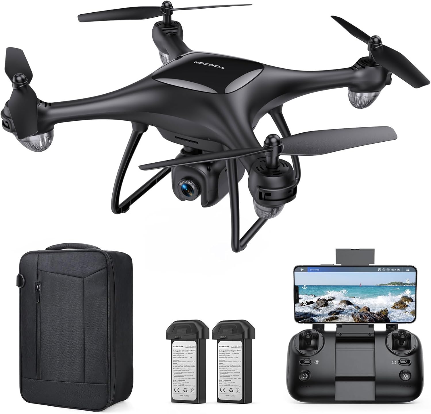 TOMZON P5G GPS Drones with Camera for Adults 4K, Under 249g, FPV Camera Drone with 5G WiFi Transmission for Beginner, Auto Return Home, Follow Me, Custom Flight, 36 Mins Fly Time, CarryBag, Black