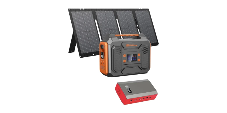 Portable Solar Generator 300W Power Station with Foldable 60W Solar Panel