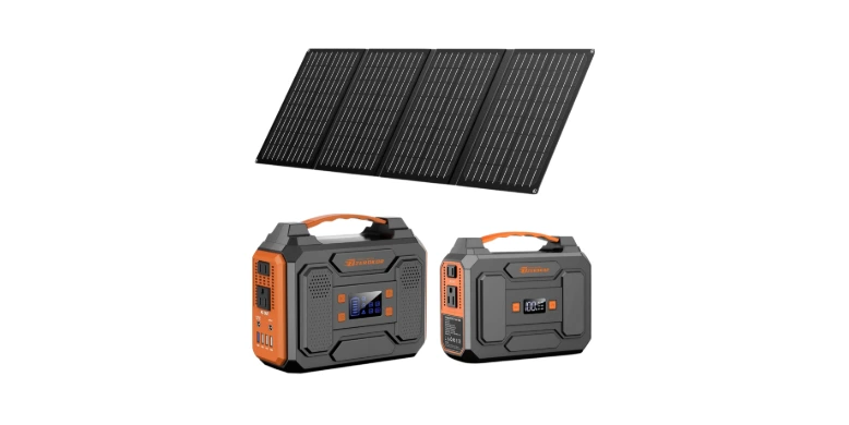 Portable Solar Generator with Panel, 300W Portable Power Station with Foldable 40W Solar Panel