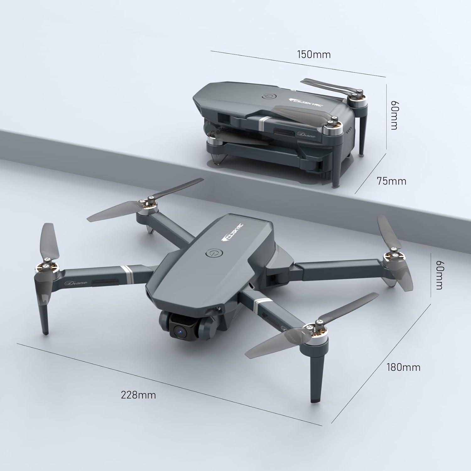 FPV Drone with 2 Camera for Adults, Foldable WIFI RC Quadcopter Remote Control Airplanes Kit with 2 Batteries,Advanced Brushless Motors, Long Range Video Transmission, 3D Flip, Auto Return Home,APP Control (Gray)