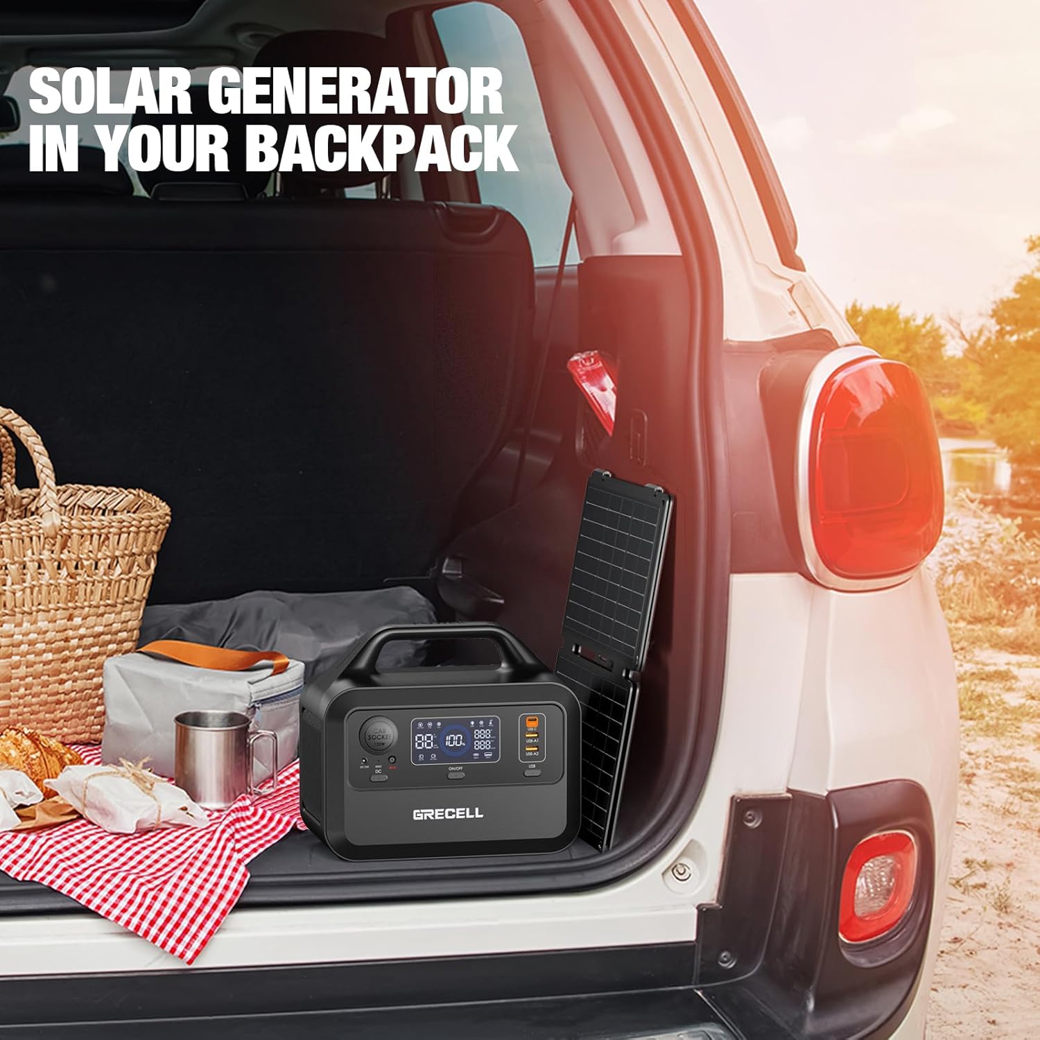 GRECELL Portable Power Station 300W, 230Wh LiFePO4 (LFP) Battery, 1.5hrs Fast Charging, 2 Up to 300W(Peak 600W) AC Outlets, Solar Generator for Outdoor Camping/RVs/Home Use