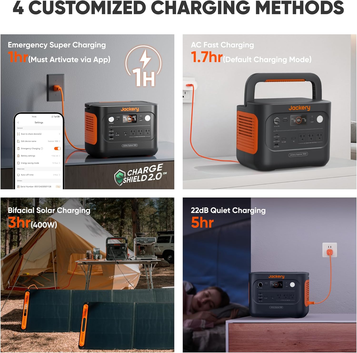Jackery Explorer 1000 v2 Portable Power Station,1070Wh LiFePO4 Battery,1500W AC/100W USB-C Output, 1 Hr Fast Charge, Solar Generator for Camping,Emergency, RV, Off-Grid Living(Solar Panel Optional)