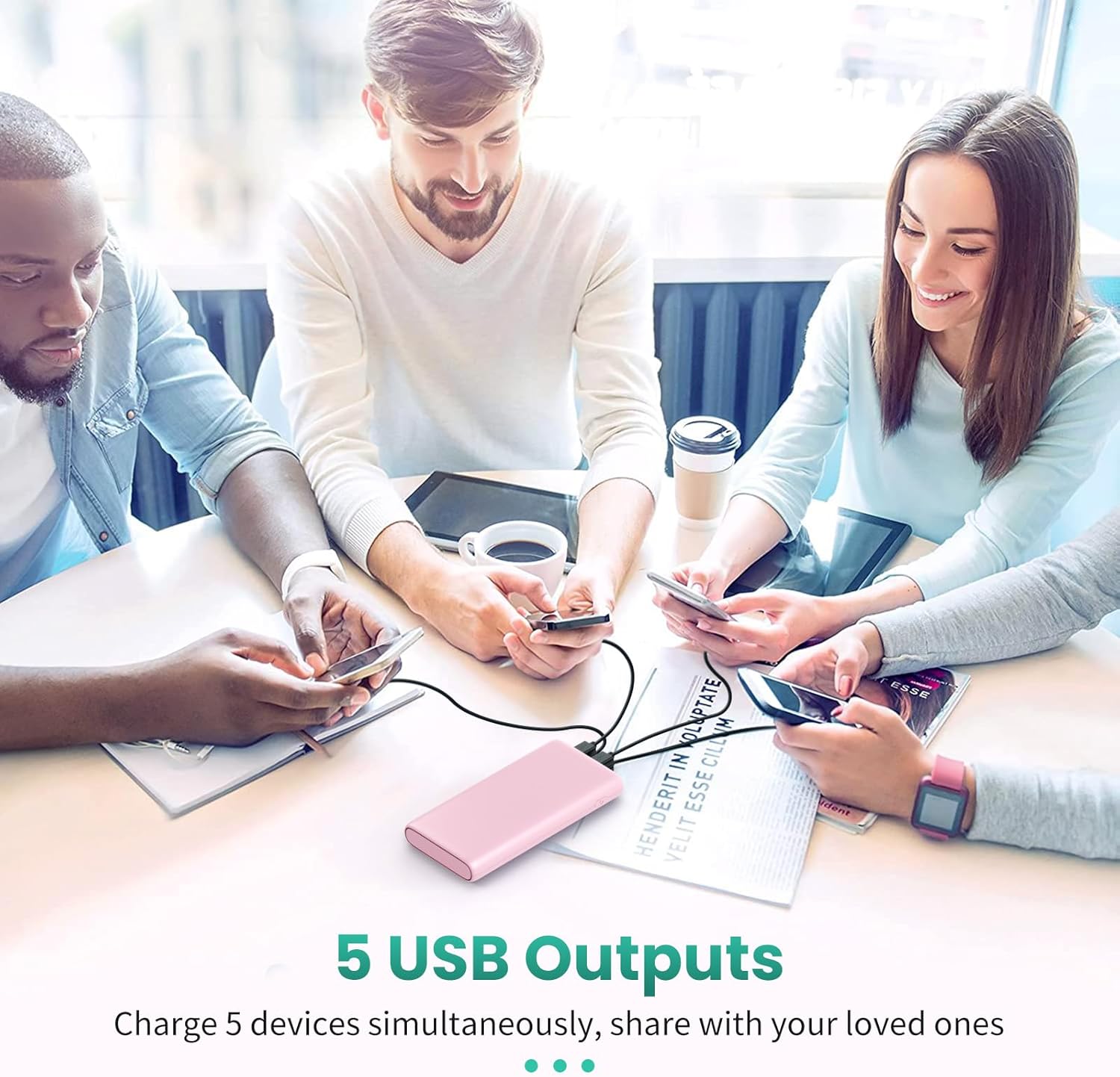 Portable Charger 38800mAh,LCD Display Power Bank,5 USB Outputs Battery Pack Backup, USB-C inout Dual Input Phone Charging Compatible with iPhone 16/15/14/13 Pro/12,Android Samsung Galaxy Pixel Nexus