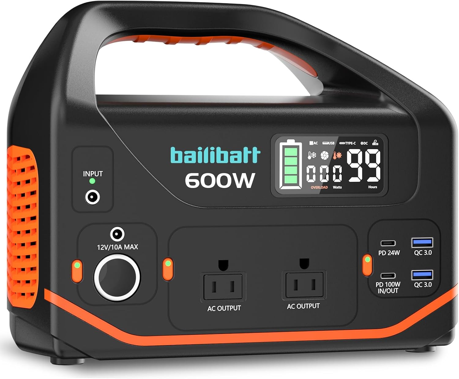 Portable Power Station 600W 293Wh Camping Lithium Battery, Portable Generator for Home Use Emergency Power Station Backup Travel Outdoor 100W PD 120V Pure Sine Wave AC Outlet