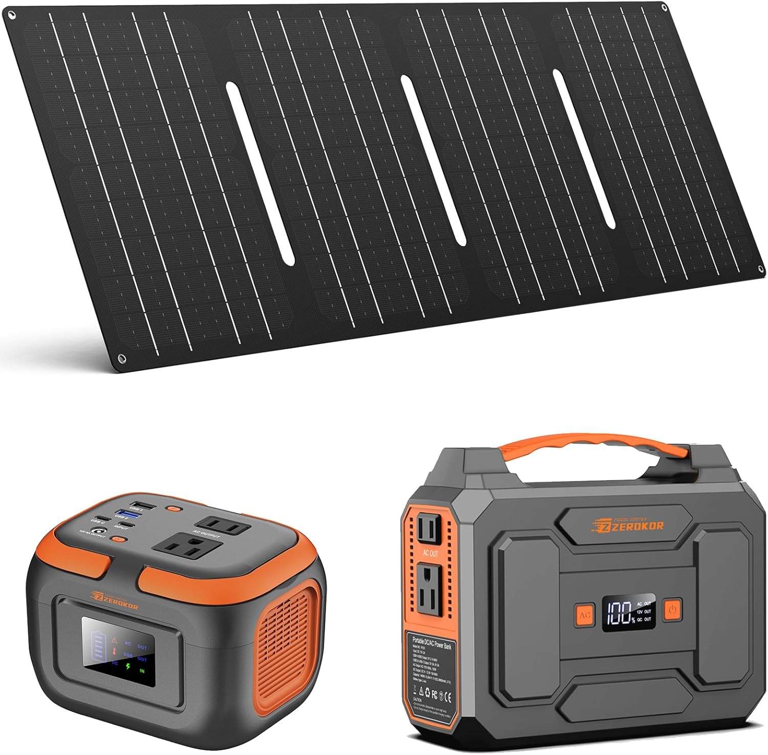 Portable Solar Camping Power Station, 100W 110V Solar Power Bank Battery Generator with Foldable Panel 40W and 120W Power Bank for Laptop Smart Device Home RV Outdoor Adventure Emergency