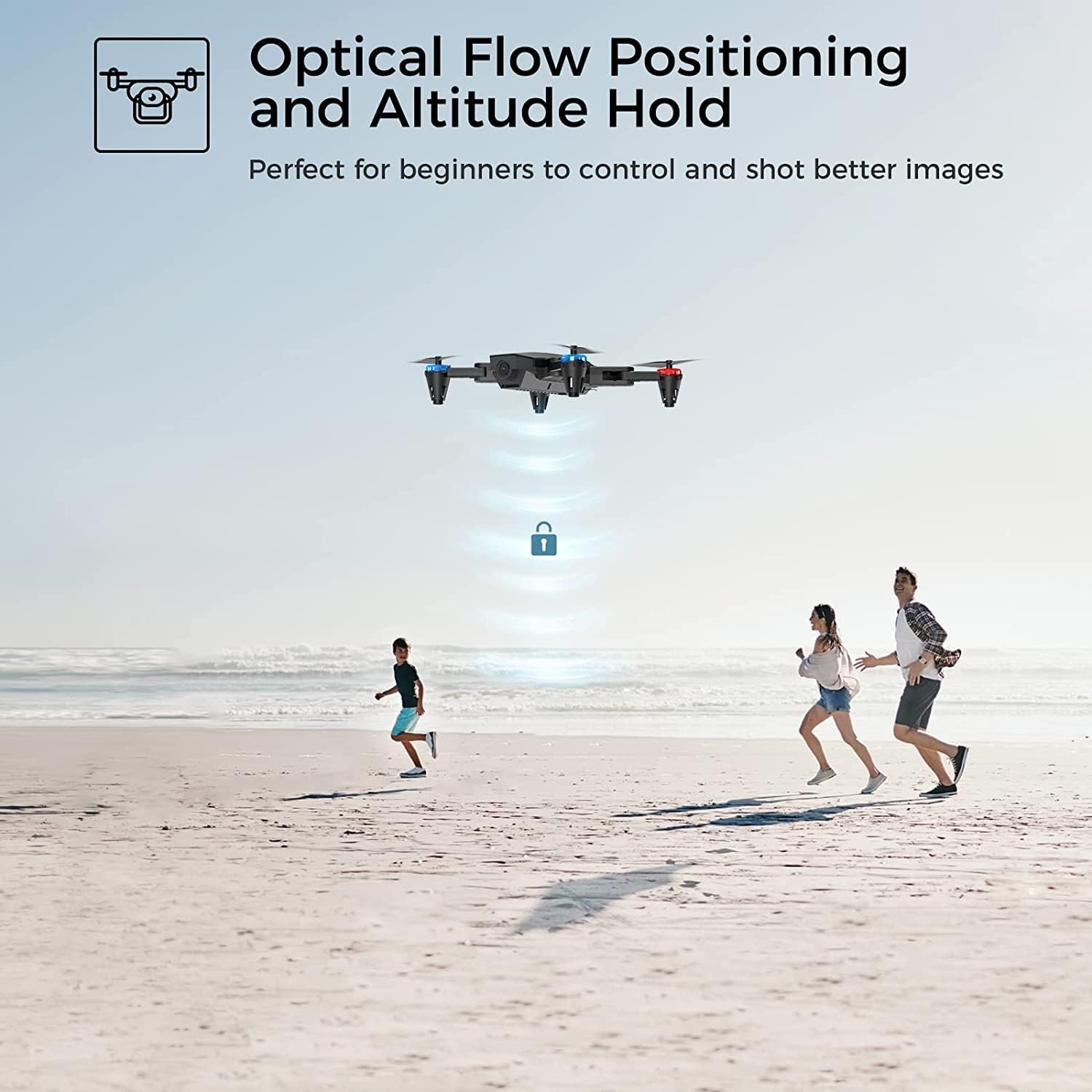 X500 mini Drone Optical Flow Positioning RC Quadcopter with 720P HD Camera, Altitude Hold Headless Mode, Foldable FPV Drones WiFi Live Video 3D Flips Easy Fly Steady for Learning Black