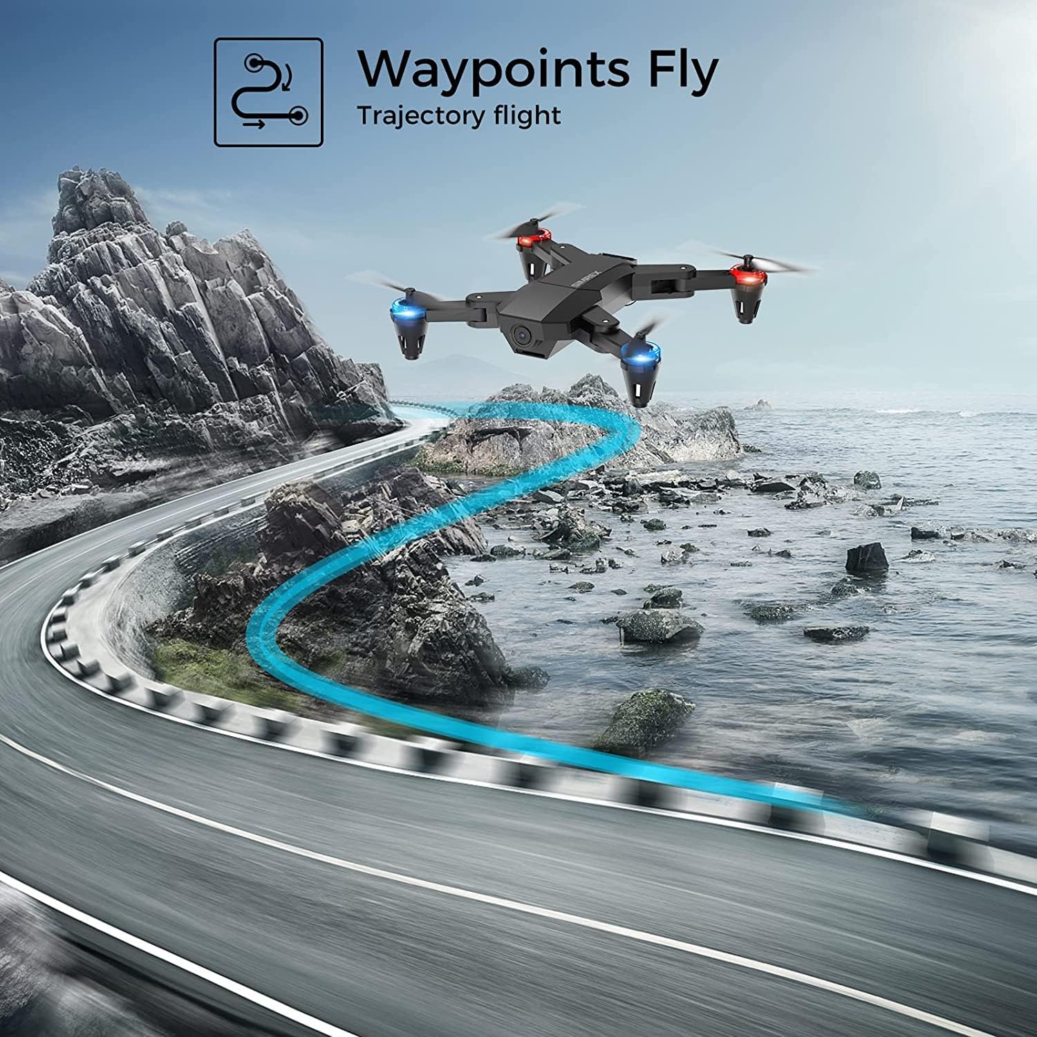 X500 mini Drone Optical Flow Positioning RC Quadcopter with 720P HD Camera, Altitude Hold Headless Mode, Foldable FPV Drones WiFi Live Video 3D Flips Easy Fly Steady for Learning Black
