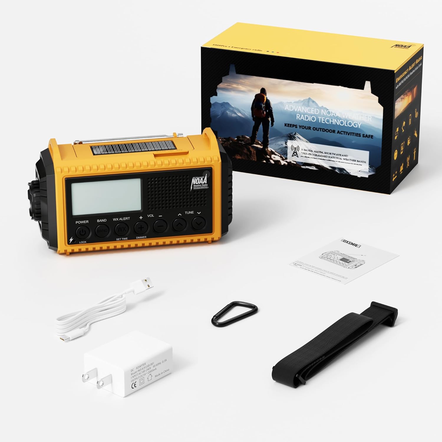 12000mAh/44400mWh Weather Radio, Hand Crank Emergency Radio Portable AM FM Shortwave, Solar Rechargeable Battery Powered Radio with NOAA Alert, USB-C Charger  Adapter, SOS Flashlight for Emergency