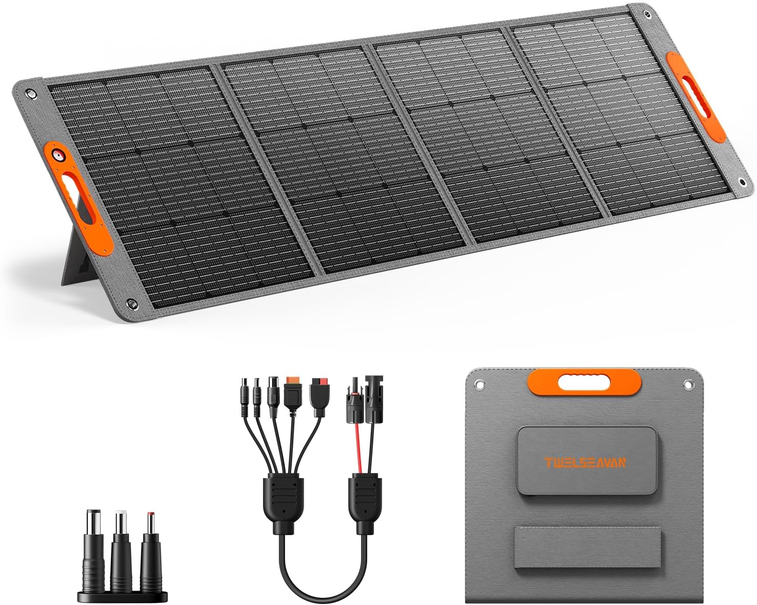 200W Portable Solar Panel for Power Station, 24% High Efficiency ETFE Foldable Solar Panel Charger, QC3.0, Type-C 60W, MC4 Output, IP65 Waterproof, for Outdoor Camping, RV, Emergency Power Supply
