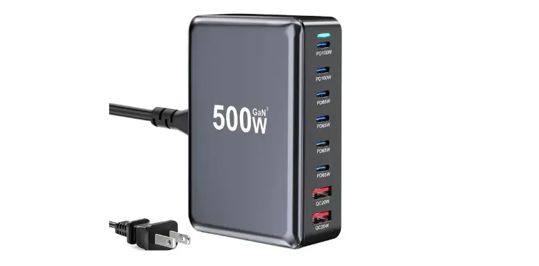 500W USB C Fast Charger Block, 8 Port USB Charging Station, GaN Ⅲ Pro Double 100W PD PPS Port Fast Charging Station for Multiple Devices