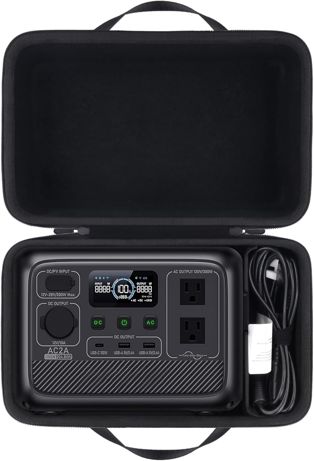 co2CREA Hard Travel Case Compatible with BLUETTI Portable Power Station AC2A, 204Wh LiFePO4 Battery Solar Generator (Case Only)