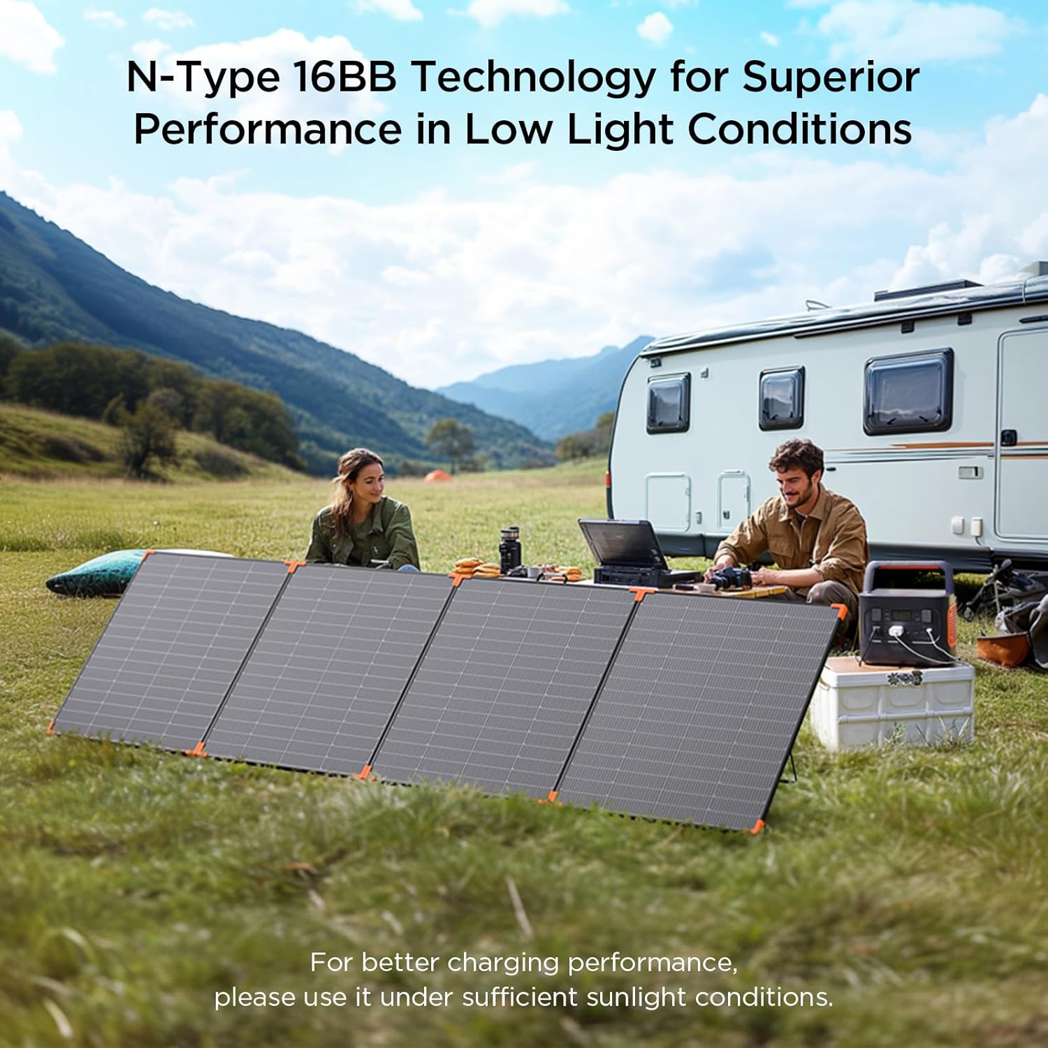 N-Type 16BB 350W Portable Solar Panel for Power Station,Hurricane Preparedness Items,43V Foldable Solar Charger 25% High Efficiency IP68 Waterproof 4 Reinforced Kickstands for Camping RV Trip
