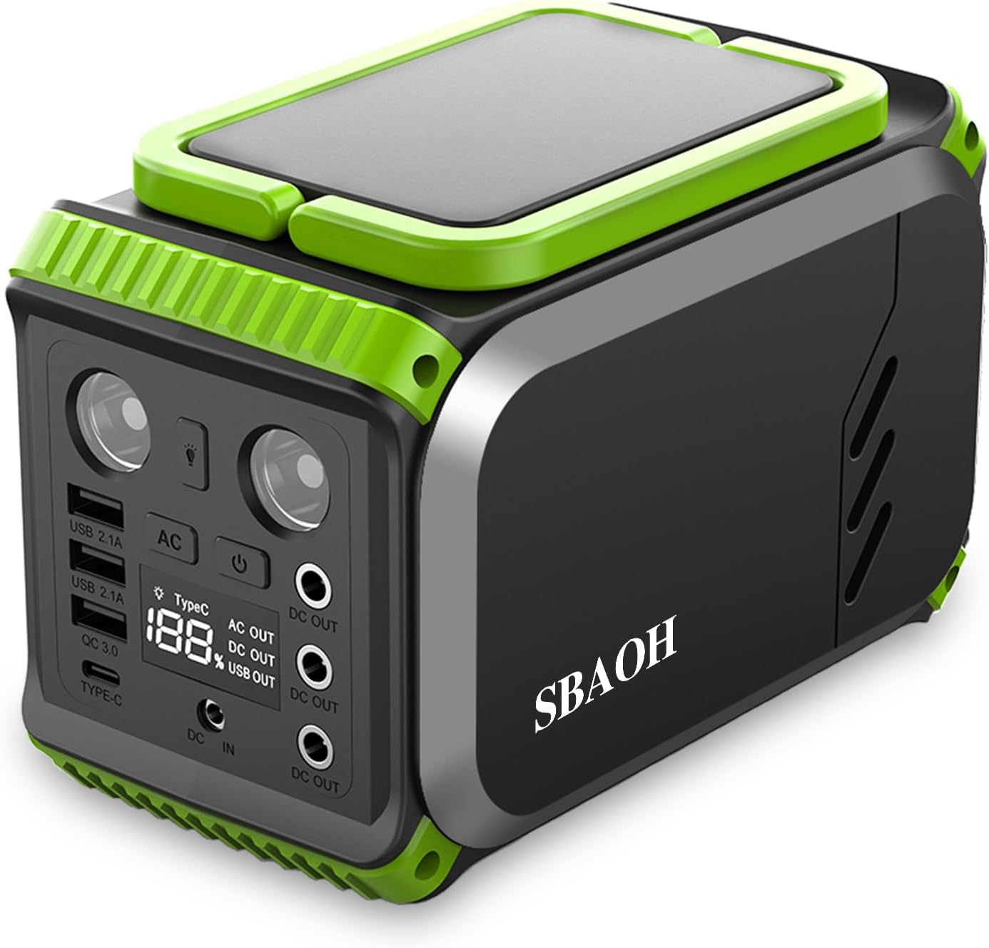 Portable Power Station 148Wh Camping Power Bank with AC Outlet 40000mAh Generator Lithium Battery Power Supply 110V/200W, DC, USB QC 3.0 LED Flashlights Emergency P201 Green