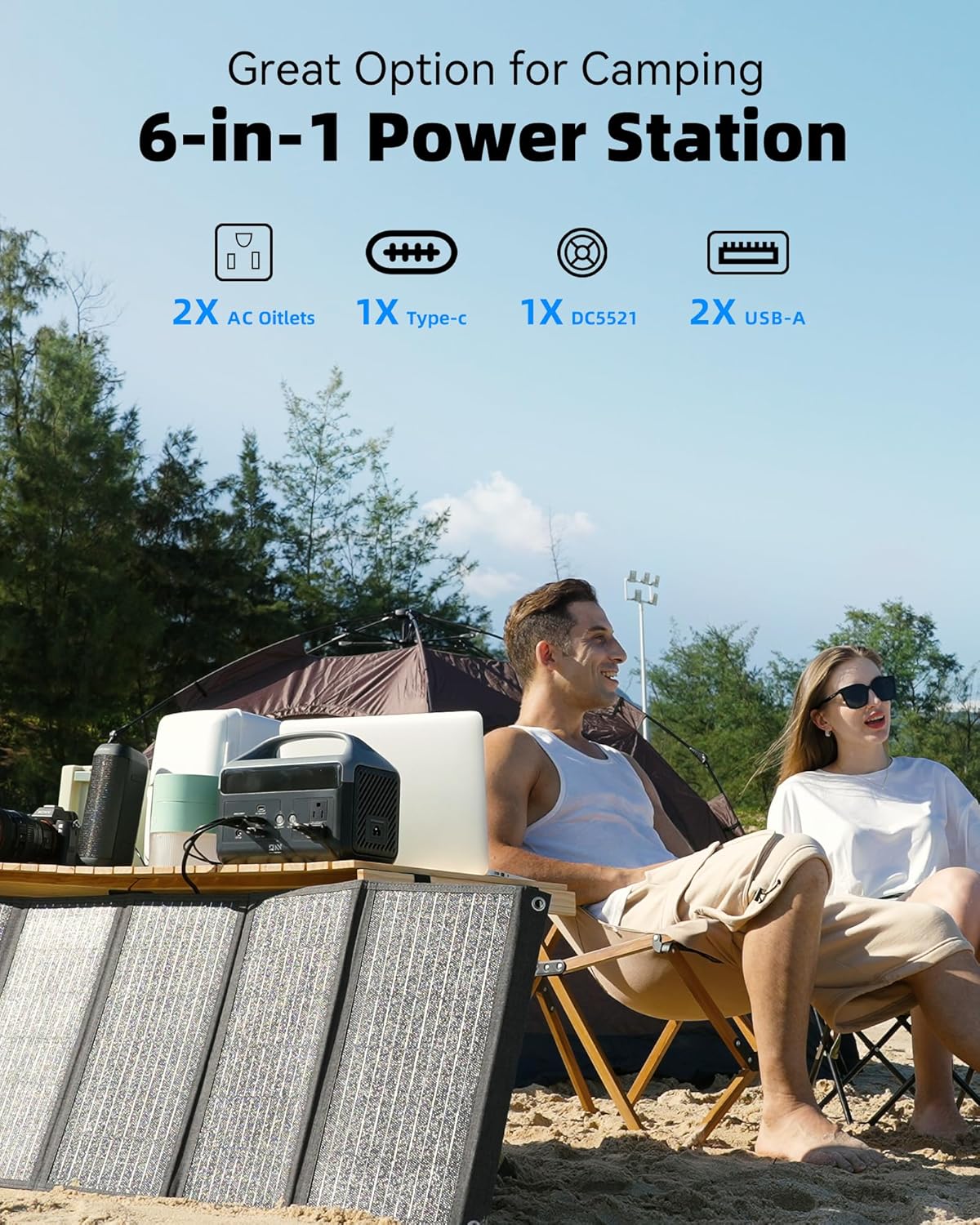 Portable Power Station 56,000mAh with Storage Bag,LiFePO4 Battery 300W(600W Surge) AC Outlets Power Station,1.5Hrs Fast Charging Solar Power Bank Portable Charger for Emergency/Home/Camping Essentials