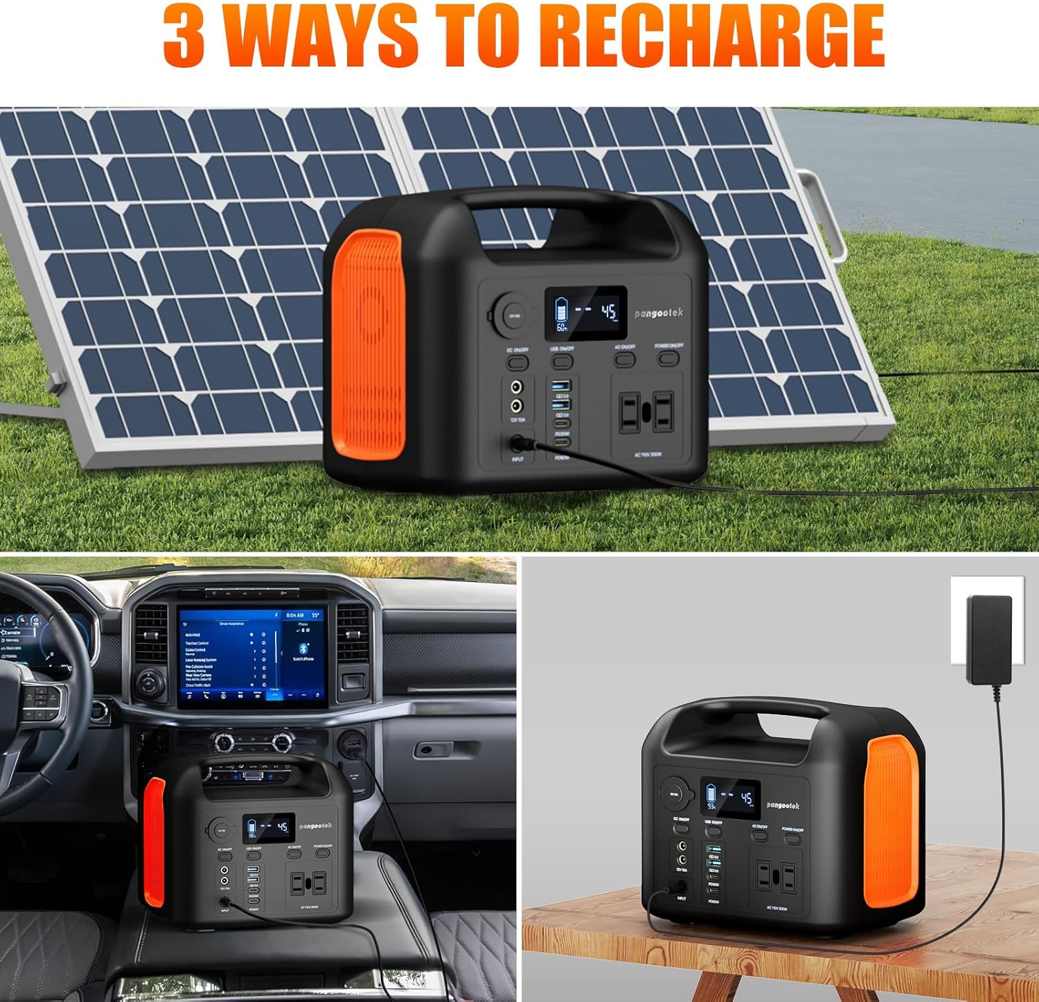Portable Power Station, 600W (1200W Peak) 299Wh LiFePO4 Solar Generator Pure Sine Wave 110V AC Car Outlets PD 60W QC3.0 Backup Power Supply Bank for Camping, Blackout, CPAP