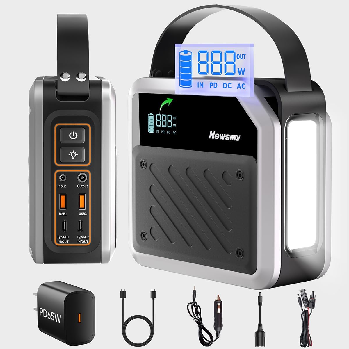 Portable Solar Power Station 270Wh/72000mAh, 268W Max Output, 2×100W USB-C PD, LiMnFePO4 Battery with Spotlight for Hiking, Traveling  Emergency, Drone Charging, Compact Power Stations