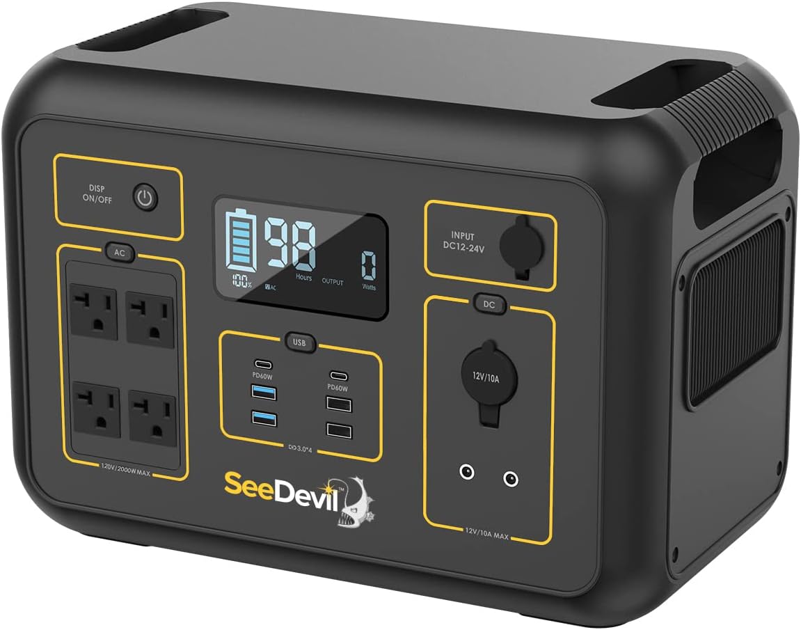 SeeDevil Portable Power Station 2000W, 2131Wh Portable Generator with 4x110V/2000W AC Outlets, for Outdoor RV/Van Camping, Overlanding