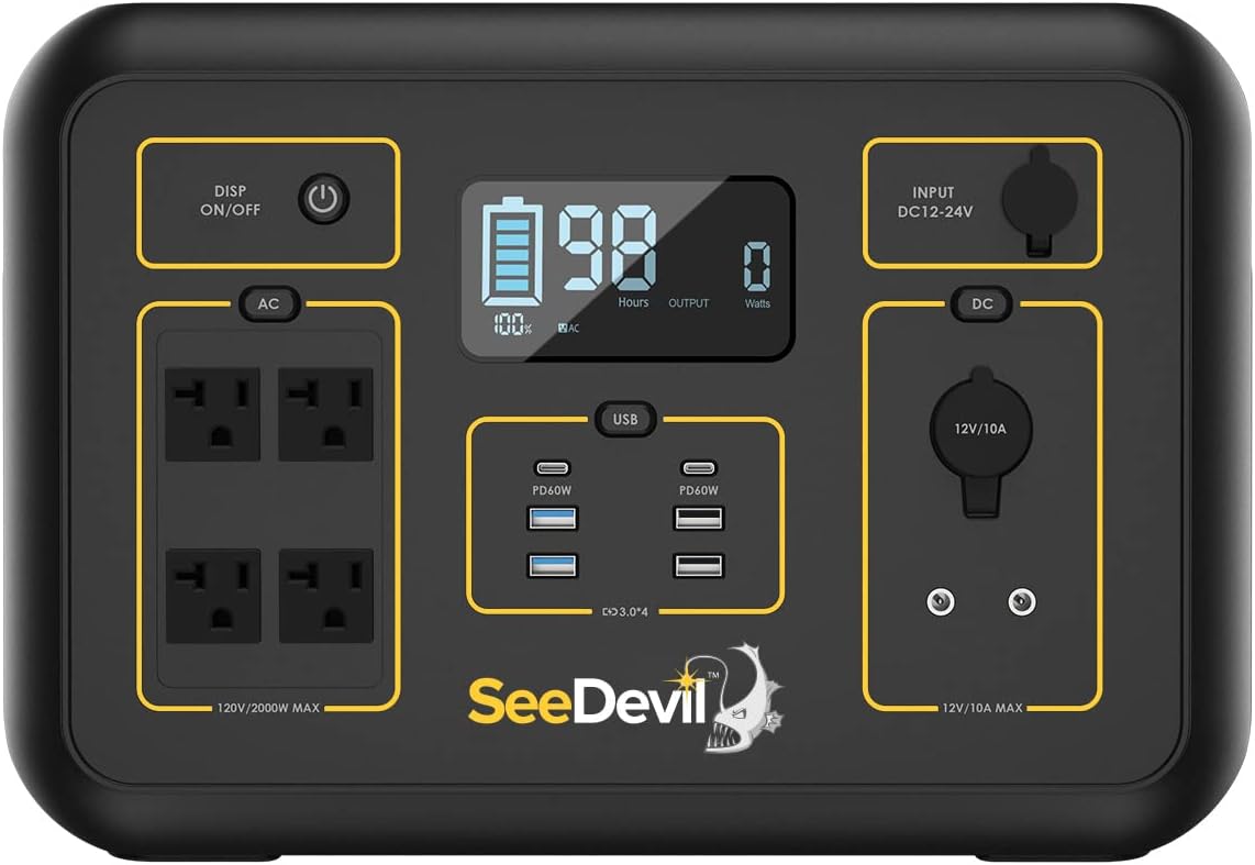 SeeDevil Portable Power Station 2000W, 2131Wh Portable Generator with 4x110V/2000W AC Outlets, for Outdoor RV/Van Camping, Overlanding