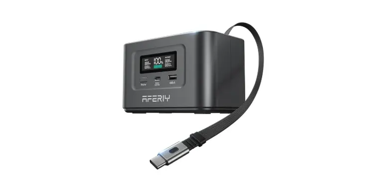 AFERIY 145W DC Portable Power Station w 100W PD Retractable USB-C Cable, 99.2Wh LiFePO4 Battery Dual Way 100W PD