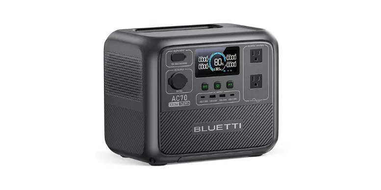 BLUETTI Solar Generator AC70, 768Wh LiFePO4 Battery Backup w 2 1000W AC Outlets